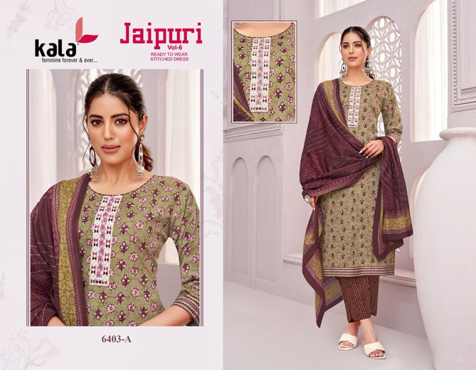 Jaipuri Vol 6 By Kala Cotton Printed Kurti With Bottom Dupatta Exporters In India